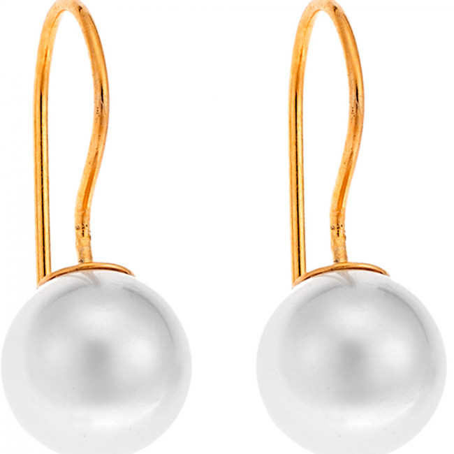 Σκουλαρίκια SENZA ασήμι 925 με μαργαριτάρι και κίτρινο επιχρυσωμένο πιάσιμο - SSR1798-2GD