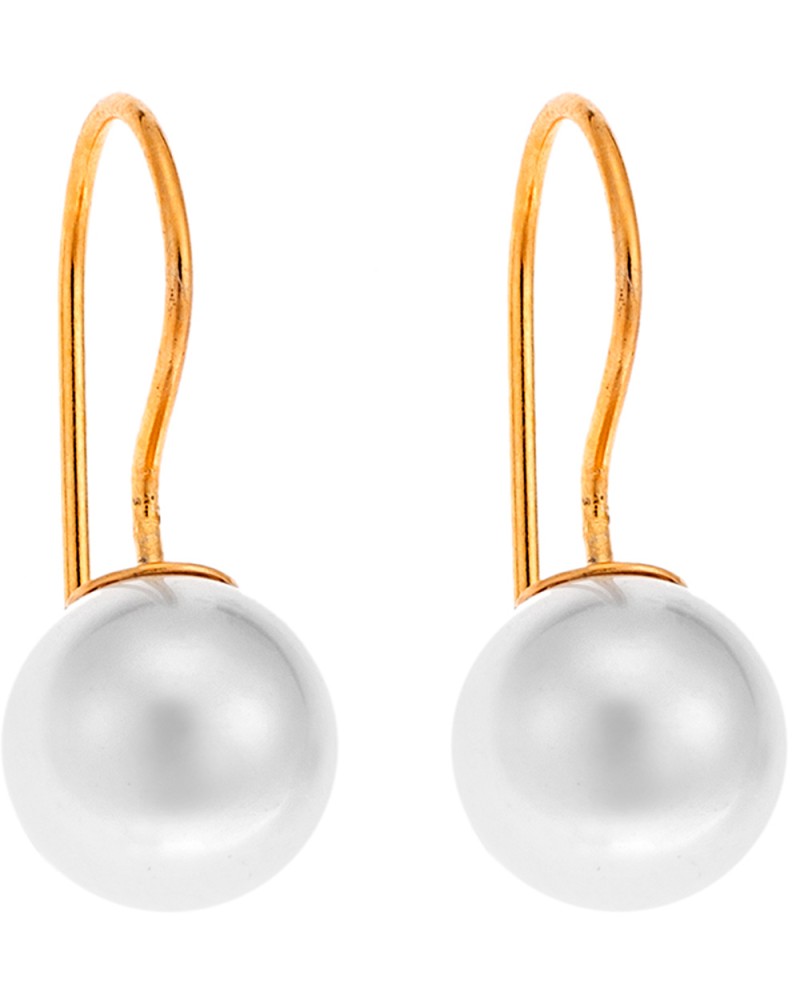 Σκουλαρίκια SENZA ασήμι 925 με μαργαριτάρι και κίτρινο επιχρυσωμένο πιάσιμο - SSR1798-2GD