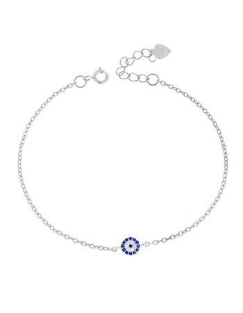 Βραχιόλι Senza Silver 925, ματάκι στόχος με ζιργκόν πέτρες - SSR1829SR