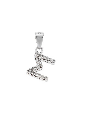 Μενταγιόν SENZA ασήμι 925, μονόγραμμα Σ με λευκά ζιργκόν - SSR1897SR