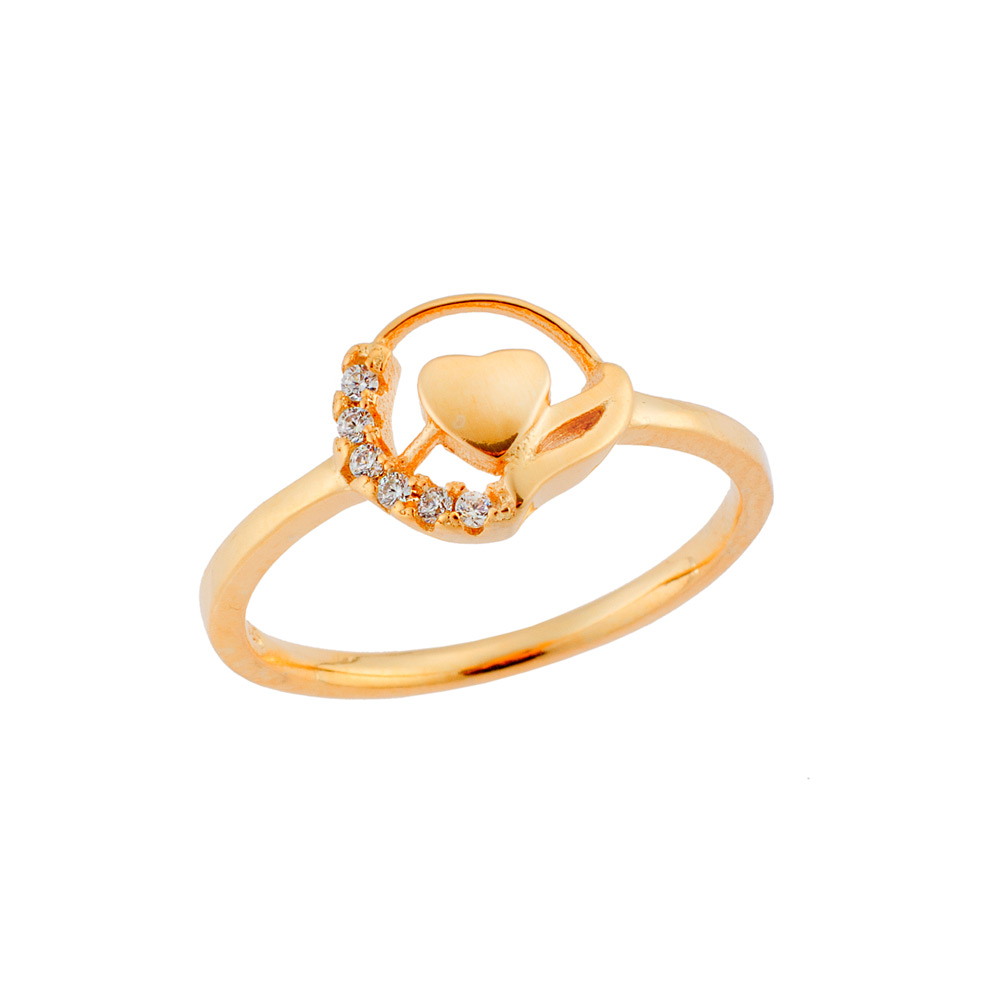 Δαχτυλίδι SENZA κίτρινο επιχρυσωμένο ασήμι 925, καρδιά με λευκά ζιργκόν - SSR1932GD
