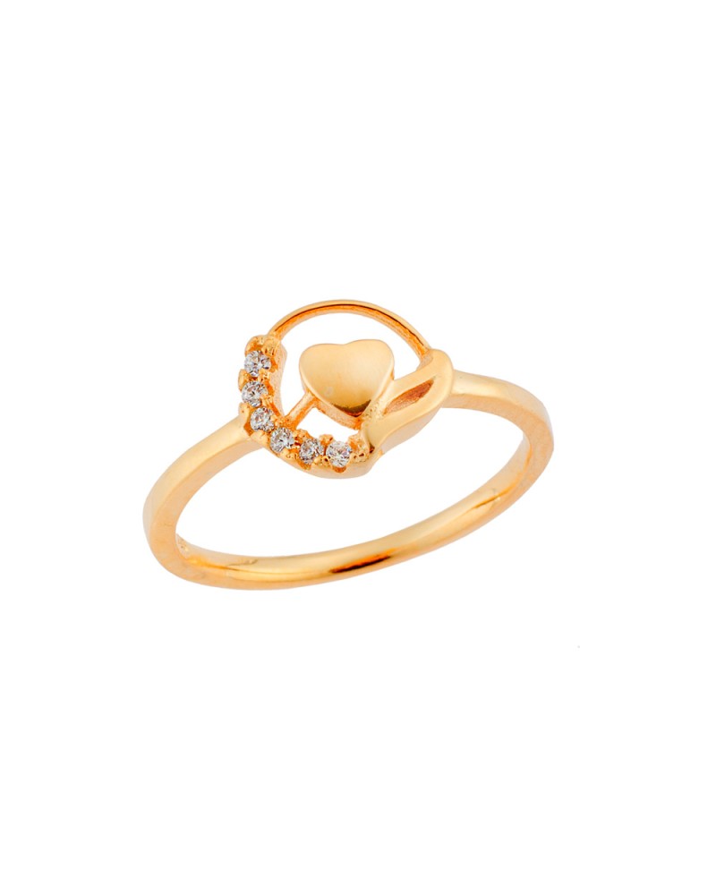 Δαχτυλίδι SENZA κίτρινο επιχρυσωμένο ασήμι 925, καρδιά με λευκά ζιργκόν - SSR1932GD