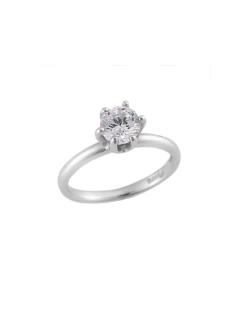 Δαχτυλίδι Mονόπετρο SENZA ασήμι 925 με λευκό ζιργκόν - SSR1997