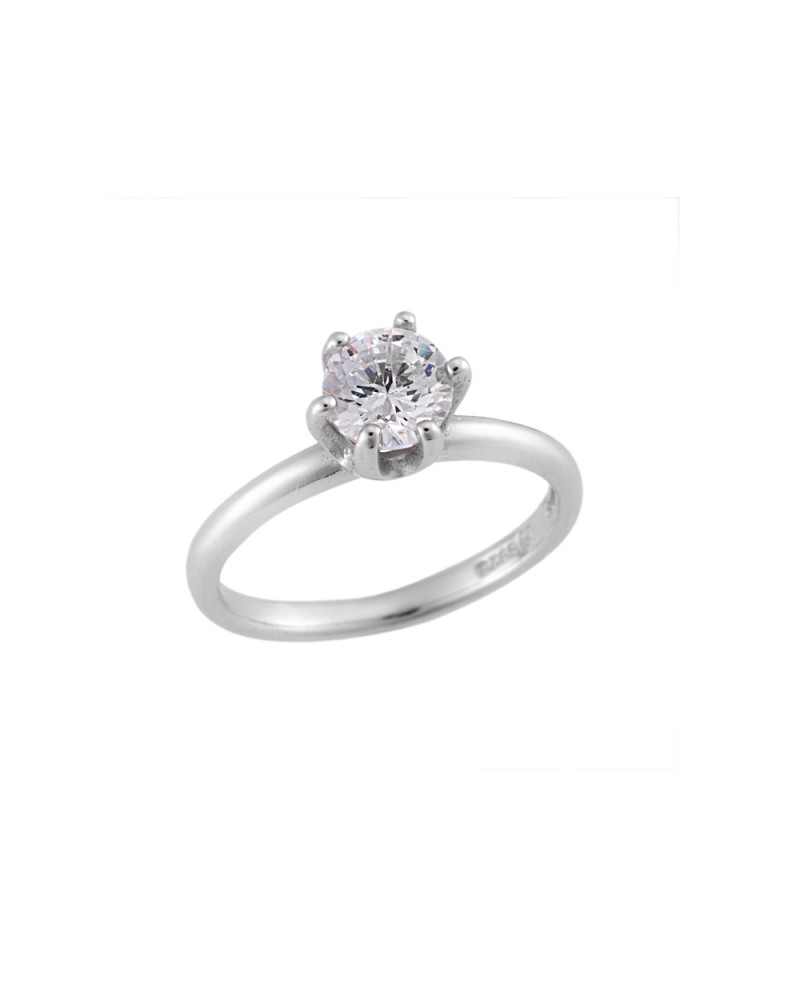 Δαχτυλίδι Mονόπετρο SENZA ασήμι 925 με λευκό ζιργκόν - SSR1997
