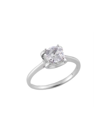 Δαχτυλίδι Mονόπετρο SENZA ασήμι 925 με λευκό ζιργκόν - SSR2008