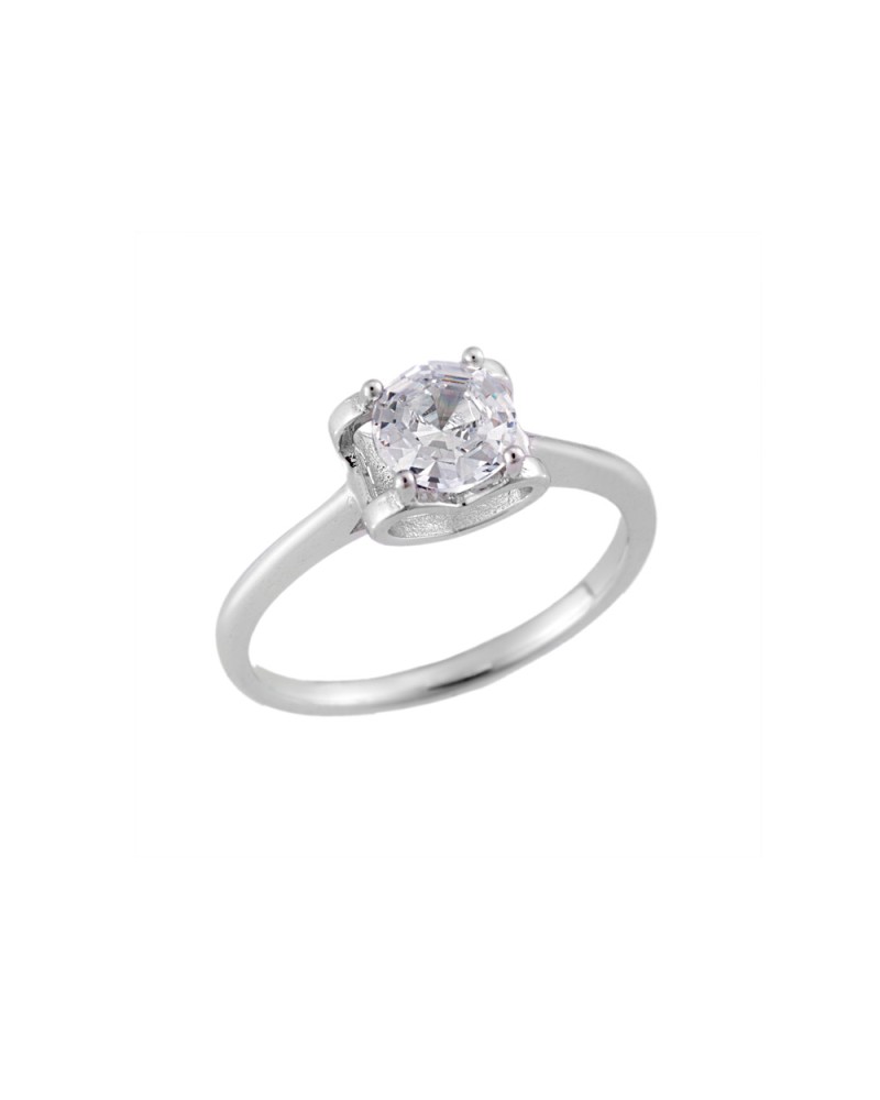 Δαχτυλίδι Mονόπετρο SENZA ασήμι 925 με λευκό ζιργκόν - SSR2008