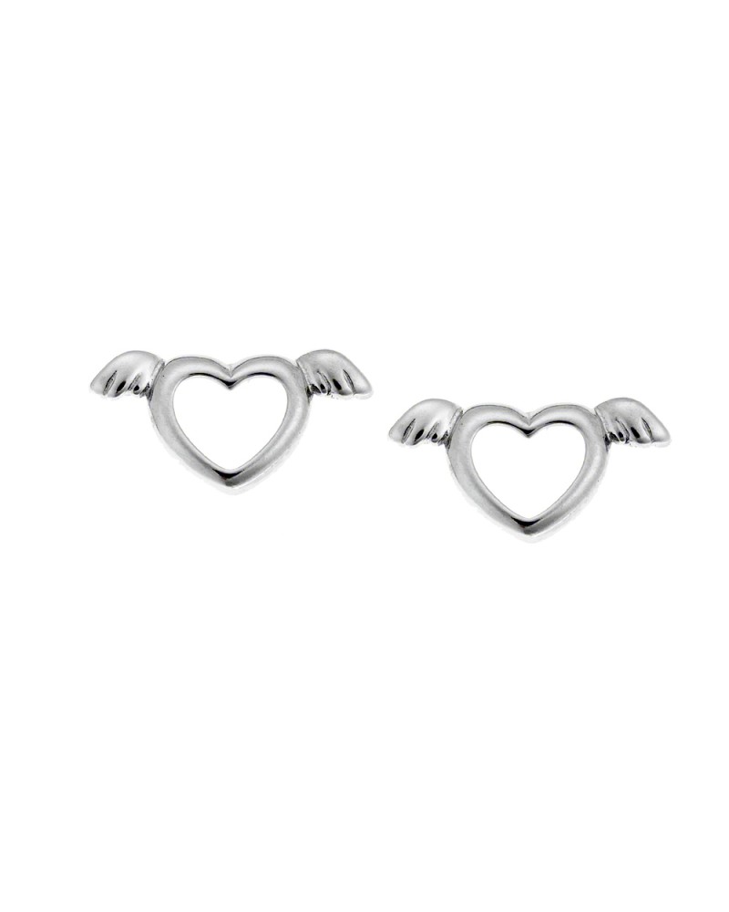 Σκουλαρίκια SENZΑ ασήμι 925 , καρδιά με φτερά - SSR2204