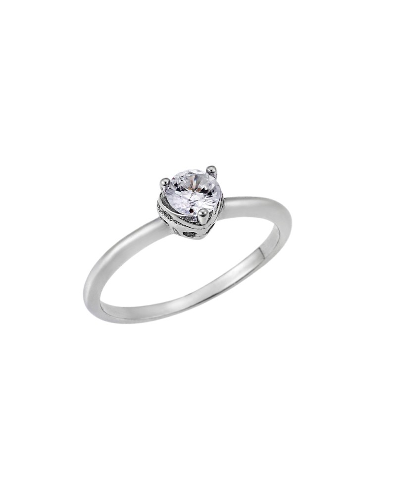 Δαχτυλίδι Μονόπετρο SENZA ασήμι 925 με λευκό ζιργκόν - SSR2213