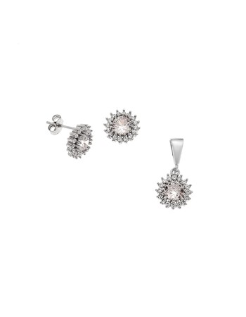Σετ Μενταγιόν Σκουλαρίκια Γυναικείο SΕΝΖΑ Silver - SSR2216-6