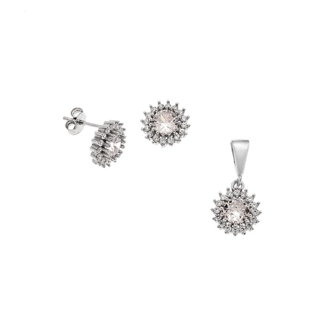 Σετ Μενταγιόν Σκουλαρίκια Γυναικείο SΕΝΖΑ Silver - SSR2216-6