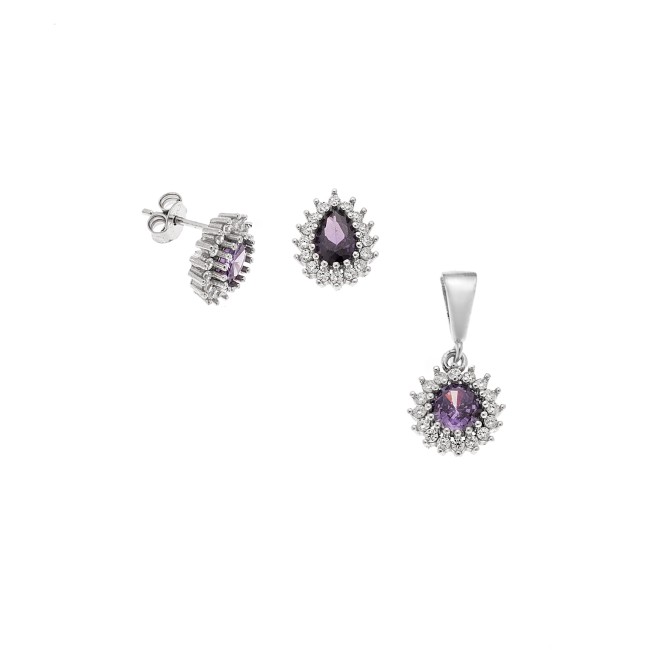 Σετ Μενταγιόν Σκουλαρίκια Γυναικείο SΕΝΖΑ Silver - SSR2216-9