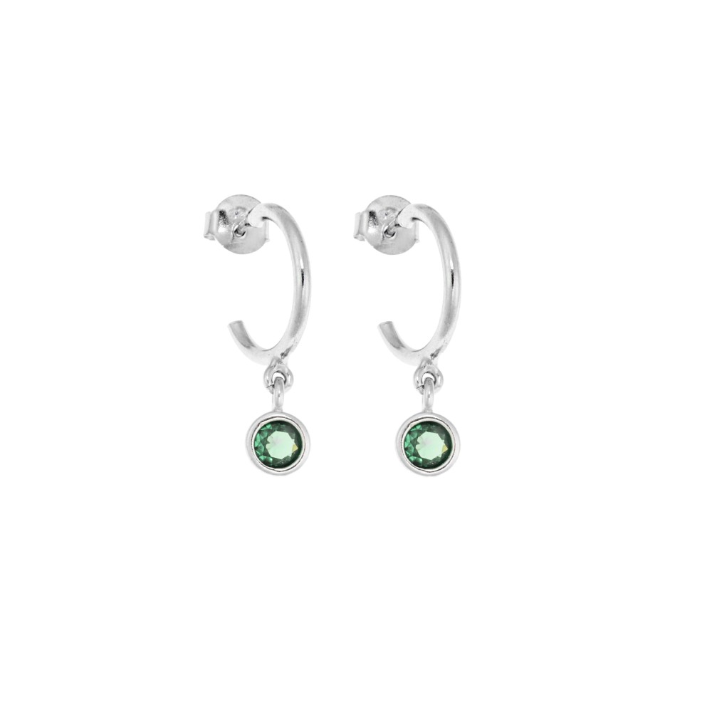 Σκουλαρίκια Κρίκοι Senza ασήμι 925, μονόπετρο στρογγυλό - SSR2241SGKR