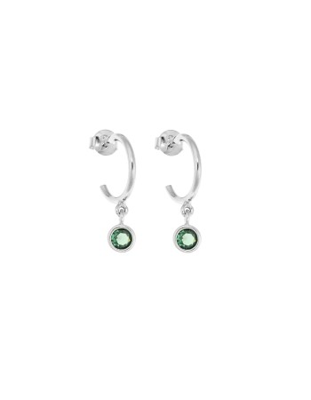 Σκουλαρίκια Κρίκοι Senza ασήμι 925, μονόπετρο στρογγυλό - SSR2241SGKR