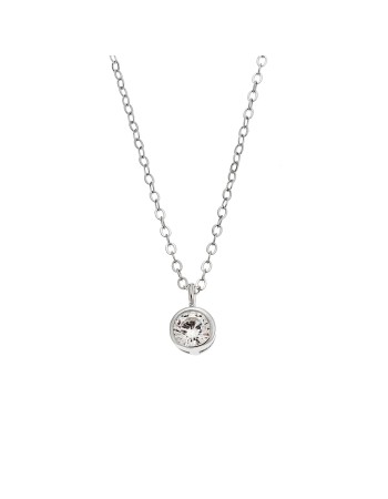 Κολιέ SENZA ασήμι 925, μονόπετρο με λευκό ζιργκόν - SSR2241SR