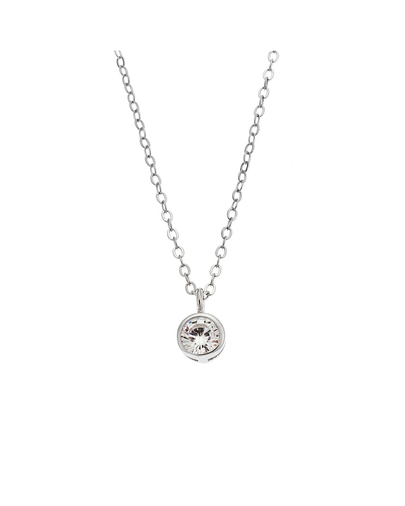 Κολιέ SENZA ασήμι 925, μονόπετρο με λευκό ζιργκόν - SSR2241SR