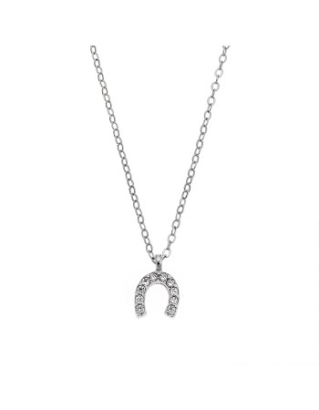 Κολιέ SENZA ασήμι 925, πεταλάκι με λευκά ζιργκόν - SSR2245SR