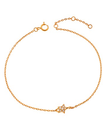 Βραχιόλι SENZA κίτρινο επιχρυσωμένο ασήμι 925, αστέρι με λευκά ζιργκόν - SSR2269GD