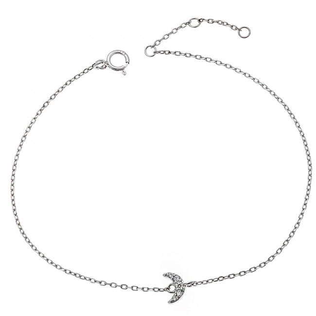 Βραχιόλι SENZA ασήμι 925, φεγγαράκι με λευκά ζιργκόν - SSR2274SR