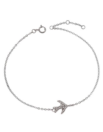 Βραχιόλι SENZA ασήμι 925, χελιδόνι με λευκά ζιργκόν - SSR2275SR