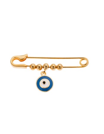 Παραμάνα SΕΝΖΑ κίτρινο επιχρυσωμένο ασήμι 925 με μπλε ματάκι - SSR2294GD