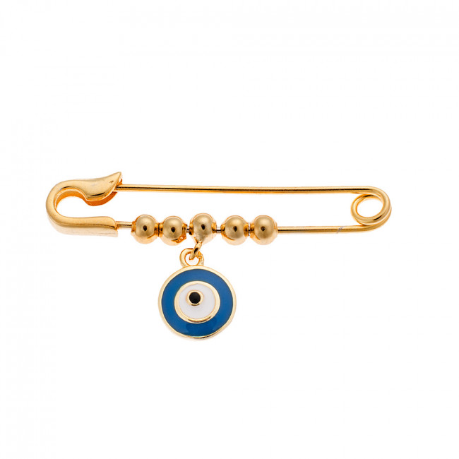 Παραμάνα SΕΝΖΑ κίτρινο επιχρυσωμένο ασήμι 925 με μπλε ματάκι - SSR2294GD