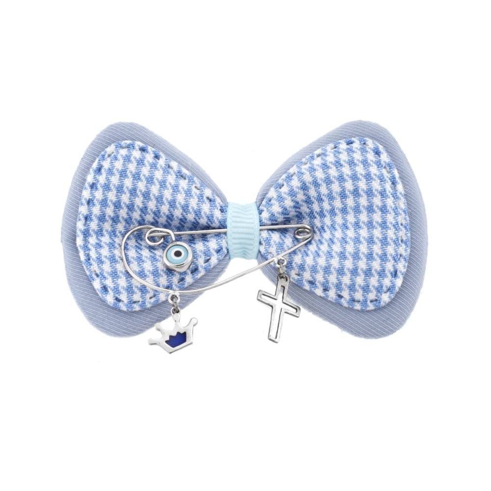 Παραμάνα SENZA ασήμι 925, ματάκι, σταυρός και κορώνα με μπλε σμάλτο - SSR2300SW