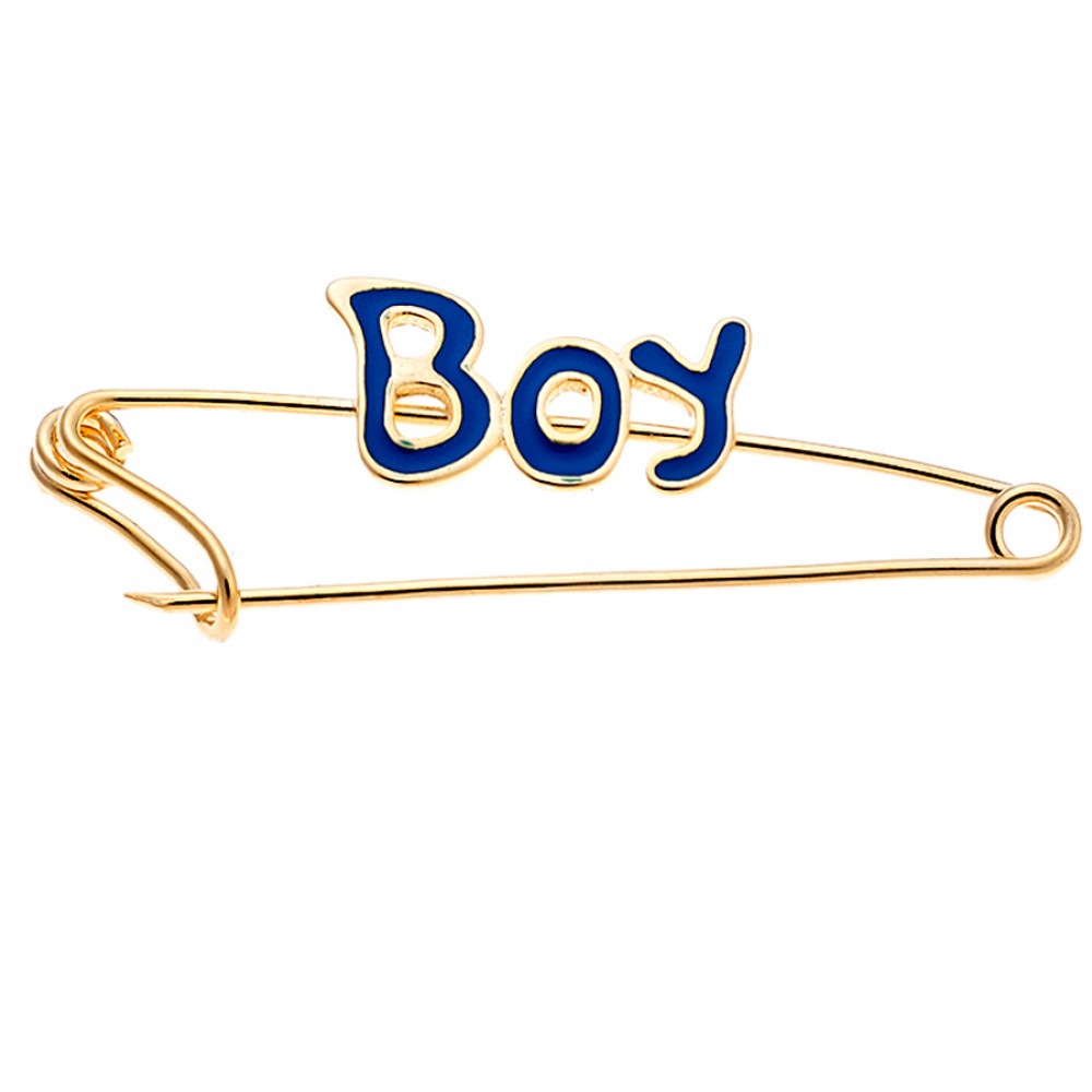 Παραμάνα SENZA κίτρινο επιχρυσωμένο ασήμι 925, Boy και μπλε ματάκι - SSR2301GB