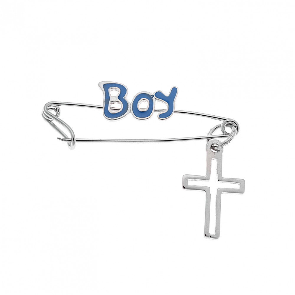 Παραμάνα SENZA ασήμι 925, Boy και σταυρός - SSR2301SB