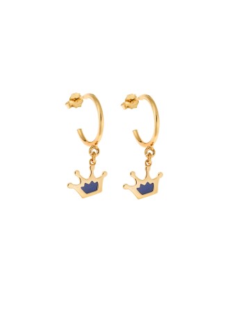 Σκουλαρίκια Senza Silver 925 Επιχρυσωμένα με Μπλε Κορώνα - SSR2316GBKR