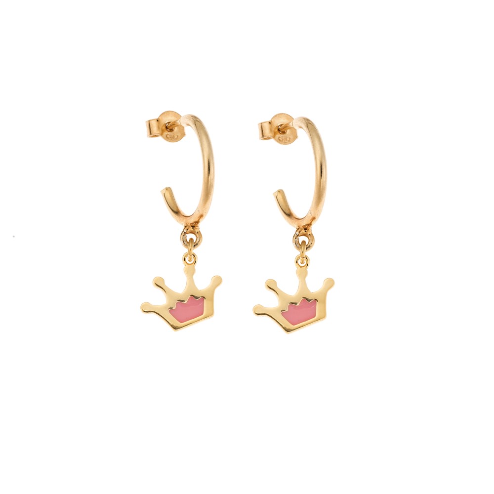 Σκουλαρίκια Senza Silver 925 Επιχρυσωμένα με Ροζ Κορώνα - SSR2316GPKR