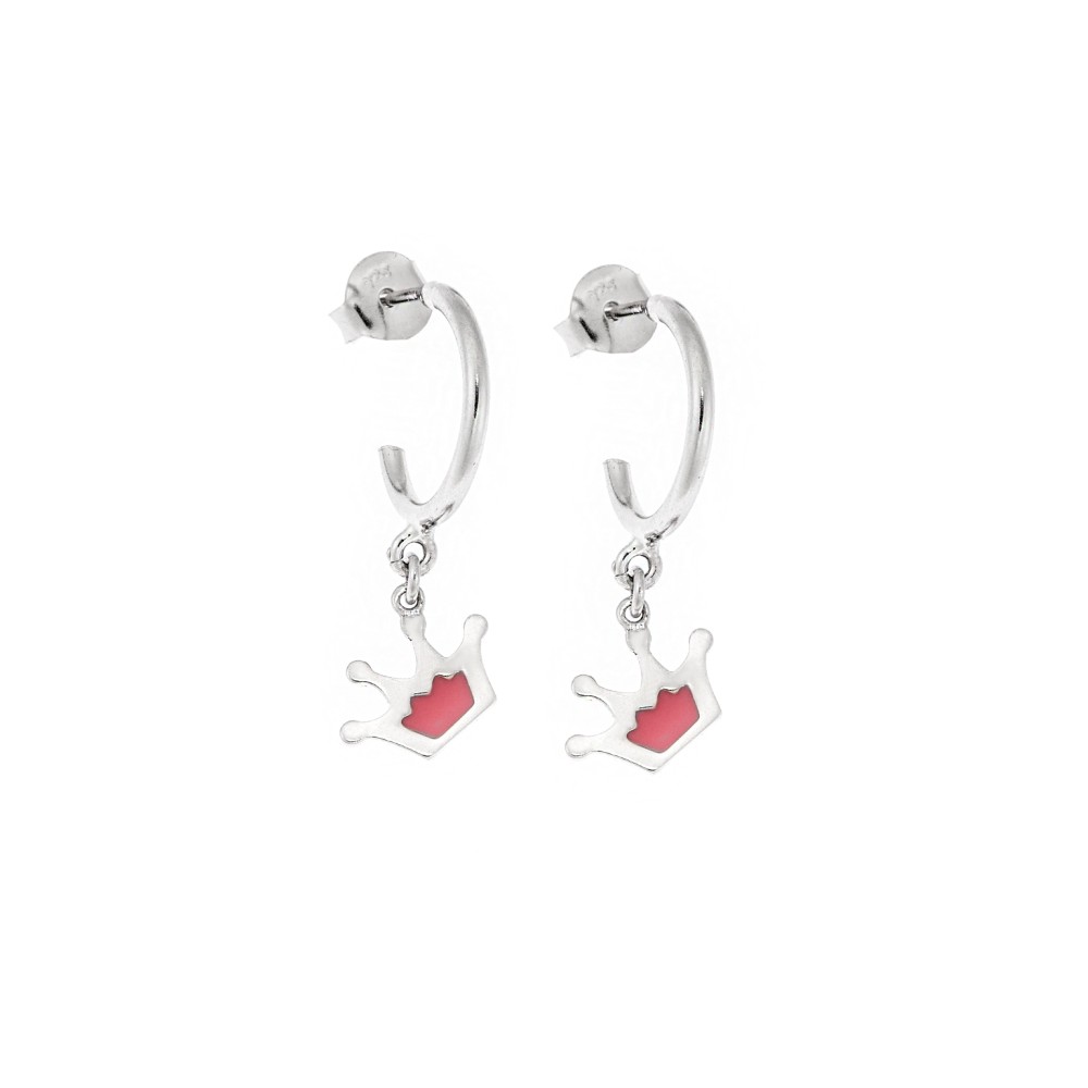 Σκουλαρίκια Senza Silver 925 με Ροζ Κορώνα - SSR2316SPKR