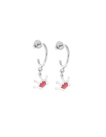 Σκουλαρίκια Senza Silver 925 με Ροζ Κορώνα - SSR2316SPKR