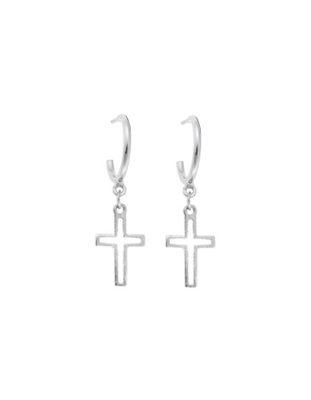Σκουλαρίκια Κρίκοι Senza ασήμι 925, σταυρός - SSR2356SRKR