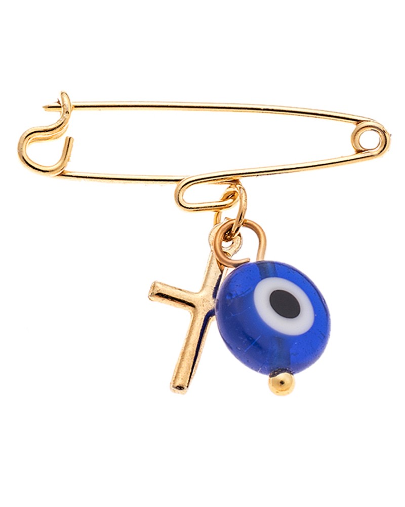 Παραμάνα Senza Silver 925 Gold Plated Σταυρός με Μπλε μάτι - SSR2366GDB