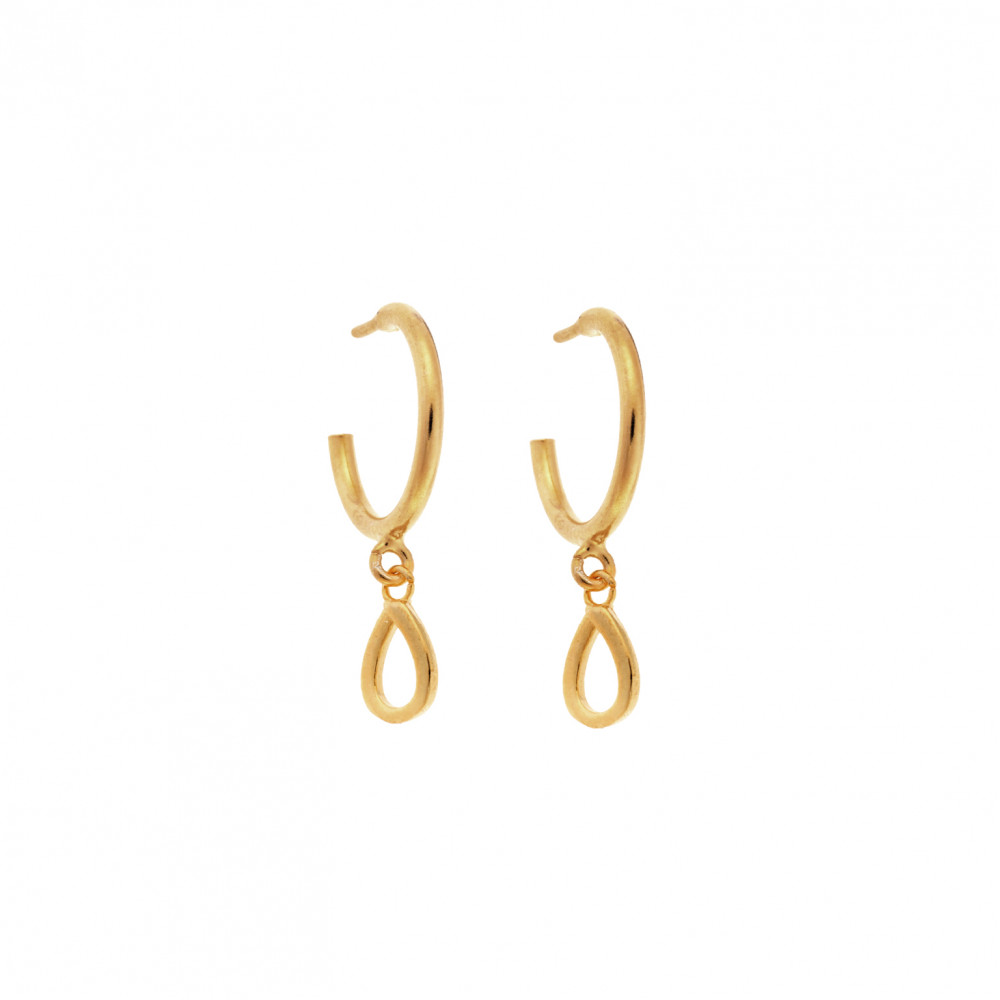 Σκουλαρίκια Κρίκοι Senza επιχρυσωμένο ασήμι 925, σταγόνα - SSR2395GDKR