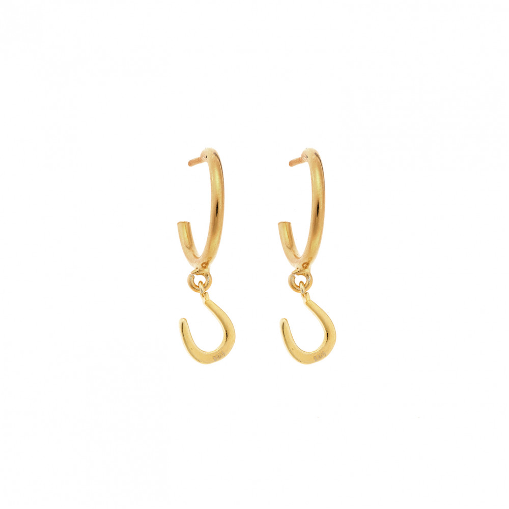 Σκουλαρίκια Κρίκοι Senza επιχρυσωμένο ασήμι 925, πέταλο - SSR2396GDKR