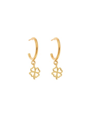 Σκουλαρίκια Κρίκοι Senza επιχρυσωμένο ασήμι 925, τριφύλλι - SSR2397GDKR