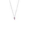 Μενταγιόν Senza Silver 925, σταυρουδάκι με φούξια ζιργκόν - SSR2479SF