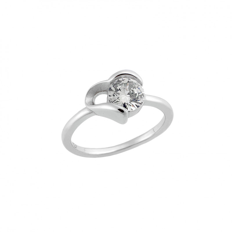 Δαχτυλίδι Γυναικείο Μονόπετρο Με Καρδιά Senza Silver 925 - SSR2532