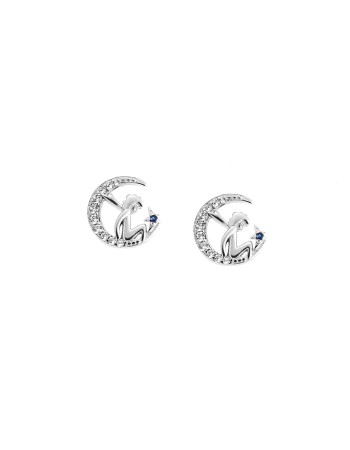 Σκουλαρίκια Γυναικεία SENZA ασήμι 925, φεγγάρι με λευκά ζιργκόν - SSR2646SR
