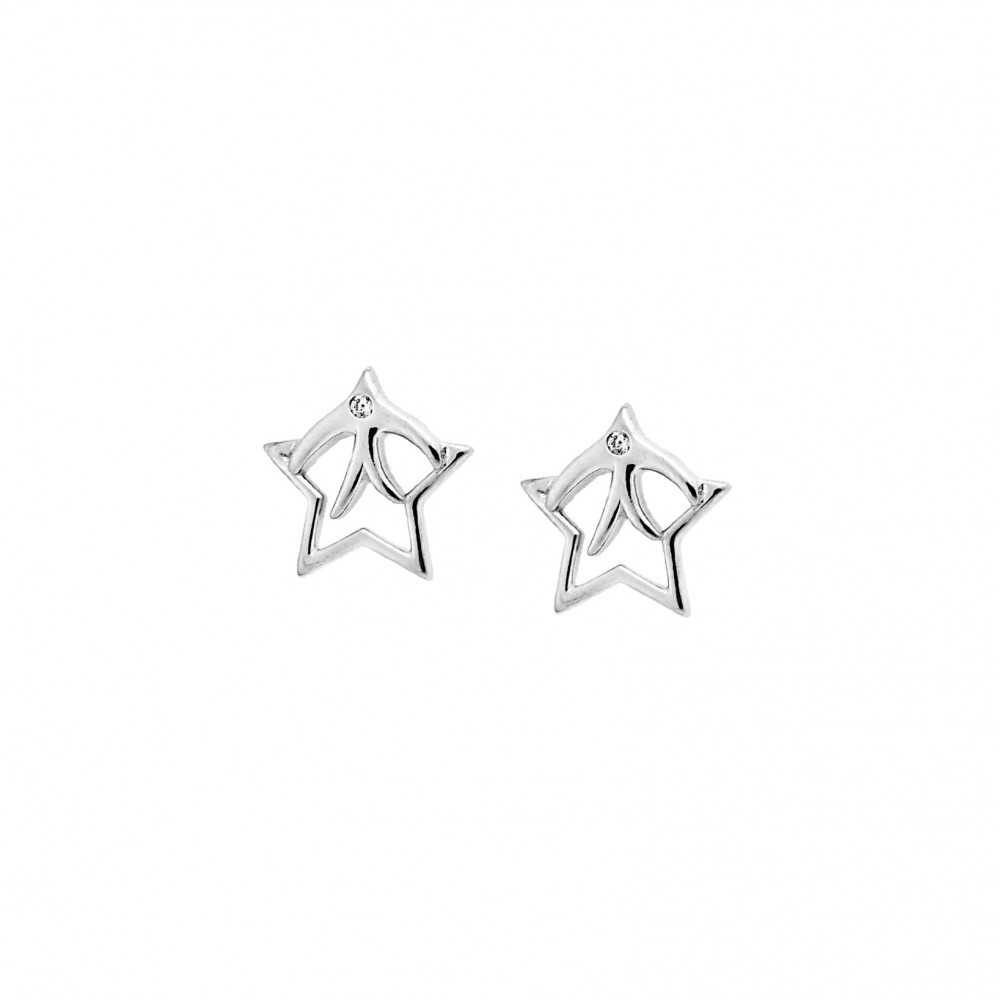Σκουλαρίκια Γυναικεία SENZA ασήμι 925, με σχέδιο αστεράκι - SSR2687SR