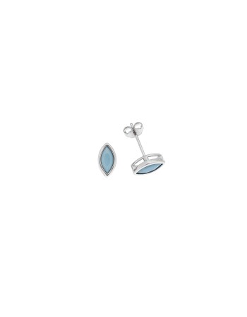 Σκουλαρίκια SENZA ασήμι 925, φύλλο με τυρκουάζ ζιργκόν - SSR2768-3SR