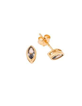 Σκουλαρίκια SENZA κίτρινο επιχρυσωμένο ασήμι 925, φύλλο με aquamarine ζιργκόν - SSR2769-13GD