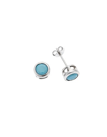 Σκουλαρίκια SENZA ασήμι 925, μονόπετρο με τυρκουάζ ζιργκόν - SSR2771L-3SR