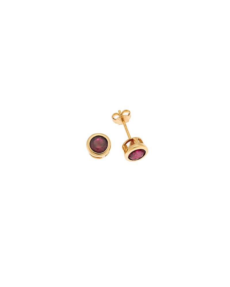 Σκουλαρίκια SENZA επιχρυσωμένο ασήμι 925, μονόπετρο με φούξια ζιργκόν - SSR2771L-7GD