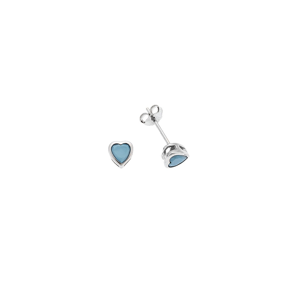 Σκουλαρίκια SENZA ασήμι 925, καρδιά με τυρκουάζ ζιργκόν - SSR2774-3SR