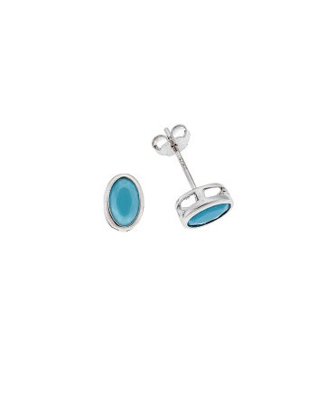 Σκουλαρίκια SENZA ασήμι 925, οβάλ με τυρκουάζ ζιργκόν - SSR2778-3SR