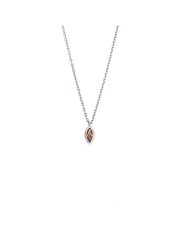 Μενταγιόν Senza Silver 925, φύλλο με καφέ ζιργκόν - SSR2779-14SR