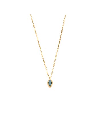 Μενταγιόν Senza Silver 925 Gold Plated, φύλλο με τυρκουάζ ζιργκόν - SSR2779-3GD