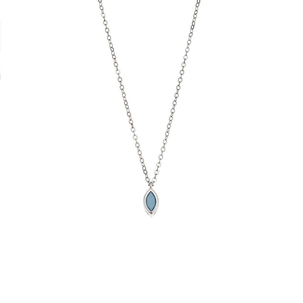 Μενταγιόν Senza Silver 925, φύλλο με τυρκουάζ ζιργκόν - SSR2779-3SR